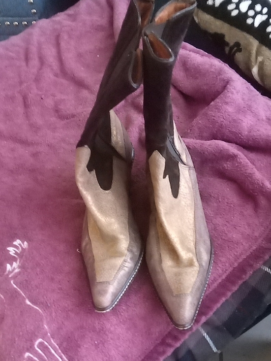 Donald J. Pliner Shoes - Donald J. Pliner Two-Tone Brown and Tan Pointed Ankle Boots